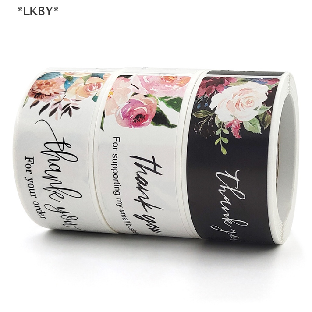 Luckybabys Pcs Roll Thank You For Your Order Floral Sticker Label