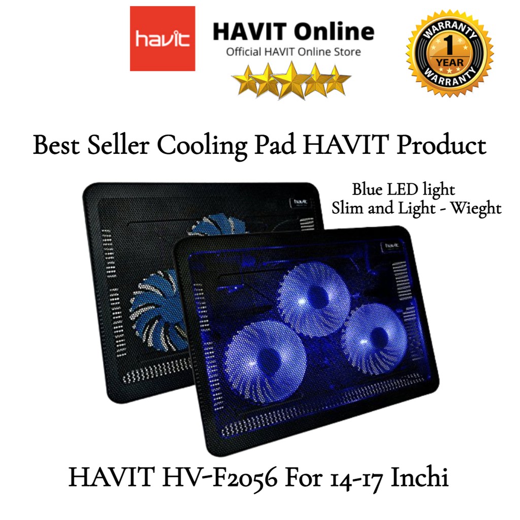 Havit Laptop Cooling Pad HV F2056 3Fans 17 Black Shopee Malaysia