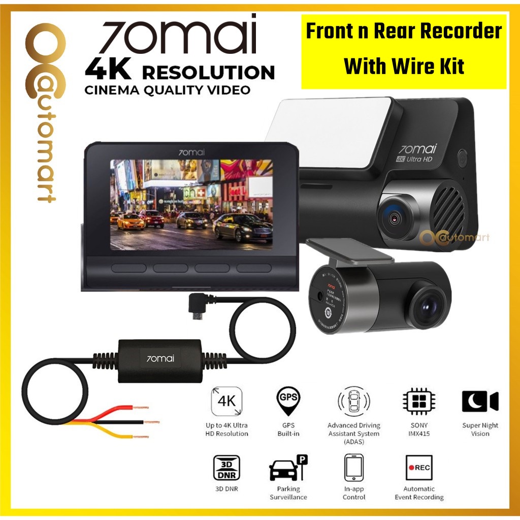 Installation Provided 70mai A800s Set Car Recorder Dual Vision 140