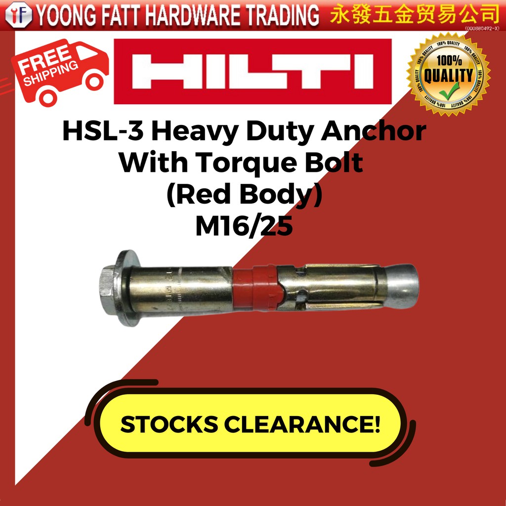 STOCK CLEARANCE HILTI HSL 3 HEAVY DUTY WEDGE ANCHOR RED BLACK BODY