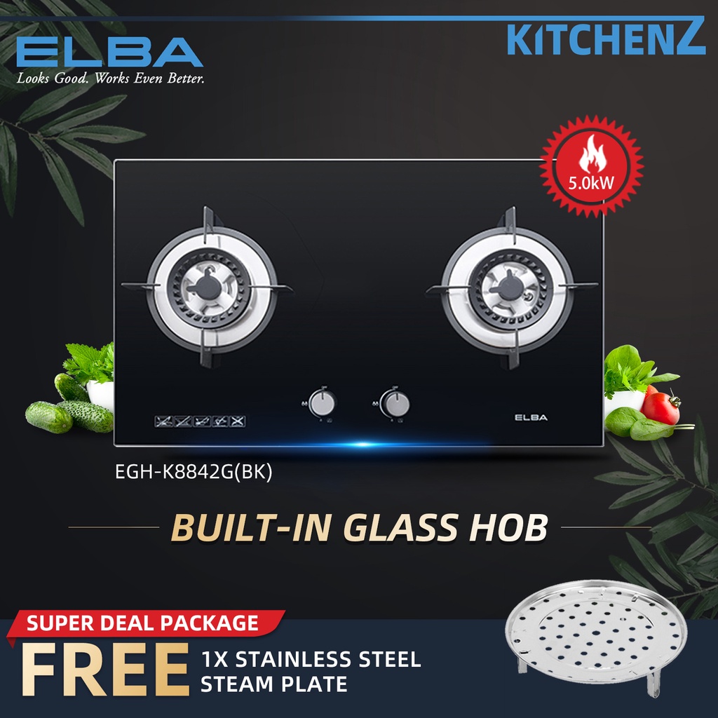 Free Shipping Kitchenz Elba Cooker Hood Hob Set Glass Stove Hob