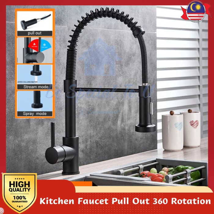 Pull Out Faucet 304 Kitchen Faucet Deck Mounted Mixer Tap 360 Degree Rotation Kitchen Sink Hot