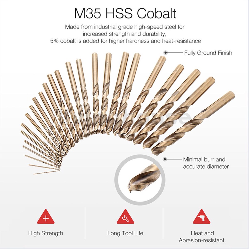 NEW 99Pcs M35 Cobalt Drill Bit 1 5 10mm HSS Co Jobber Length Twist