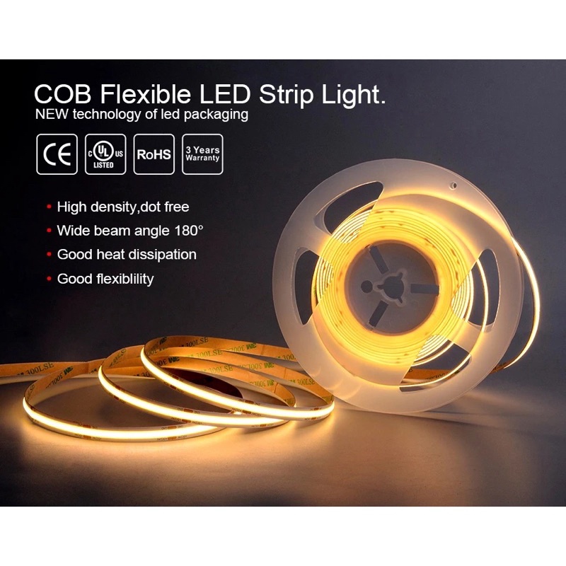 Cob Led Strip Light V Leds M Ft High Density Flexible Tape