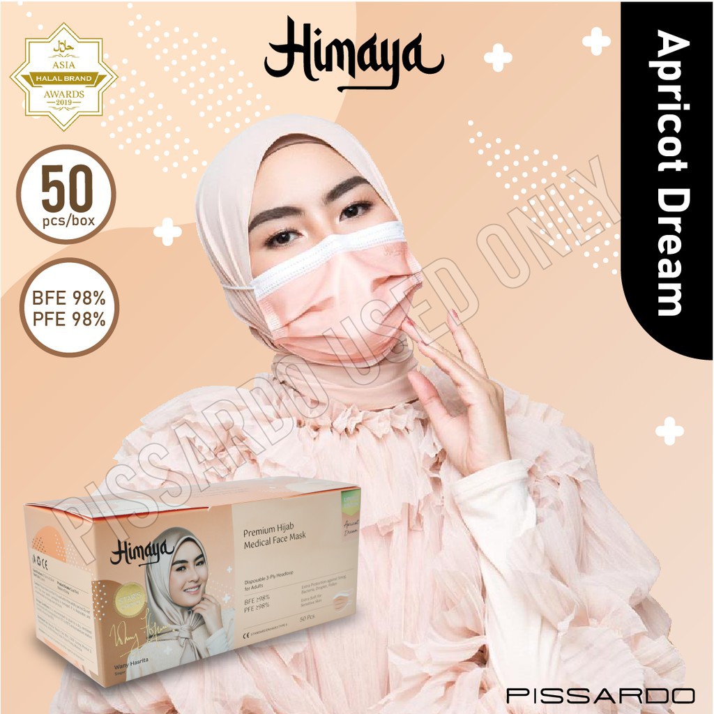 HIMAYA HIJAB HEADLOOP 50Pcs Adult Premium MASK 3Ply Medical Grade Face