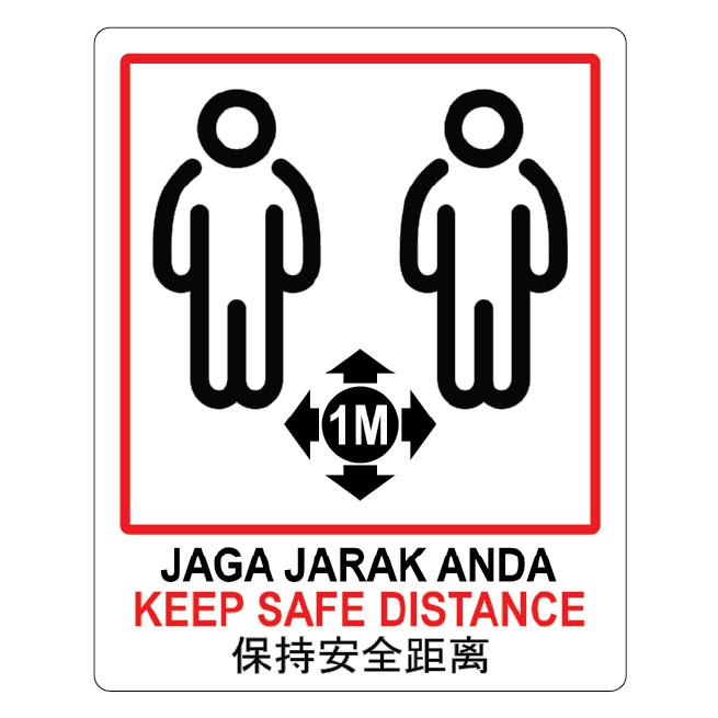 Social Distancing Sign Sticker Jaga Jarak Anda Keep Safe Distance