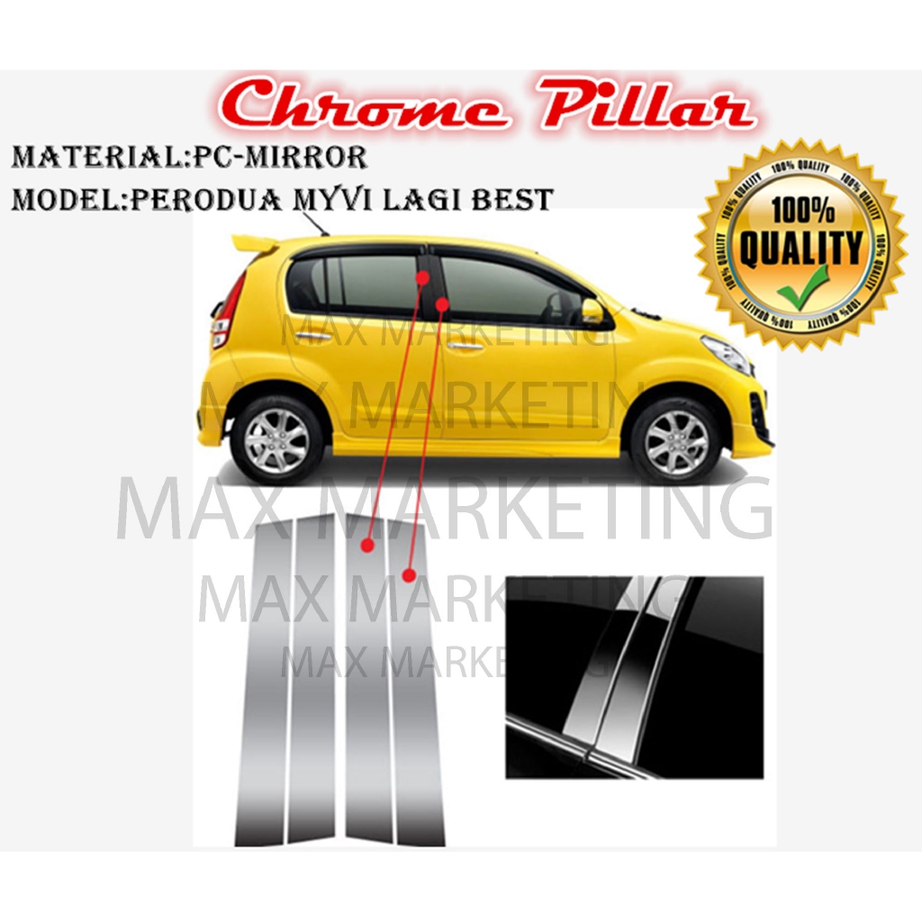 Perodua Myvi Lagi Best Chrome Pillar Door Window Pillar Trim Cover