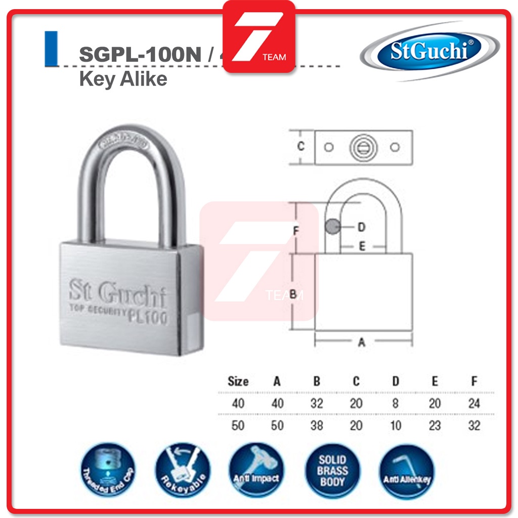 St Guchi Sgpl Padlock Mm Shopee Malaysia