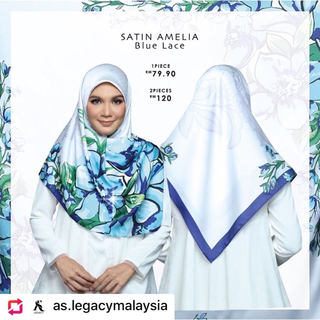 Tudung Bawal Satin Amelia Bertatahkan Batu Swarovski Yg Semestinya