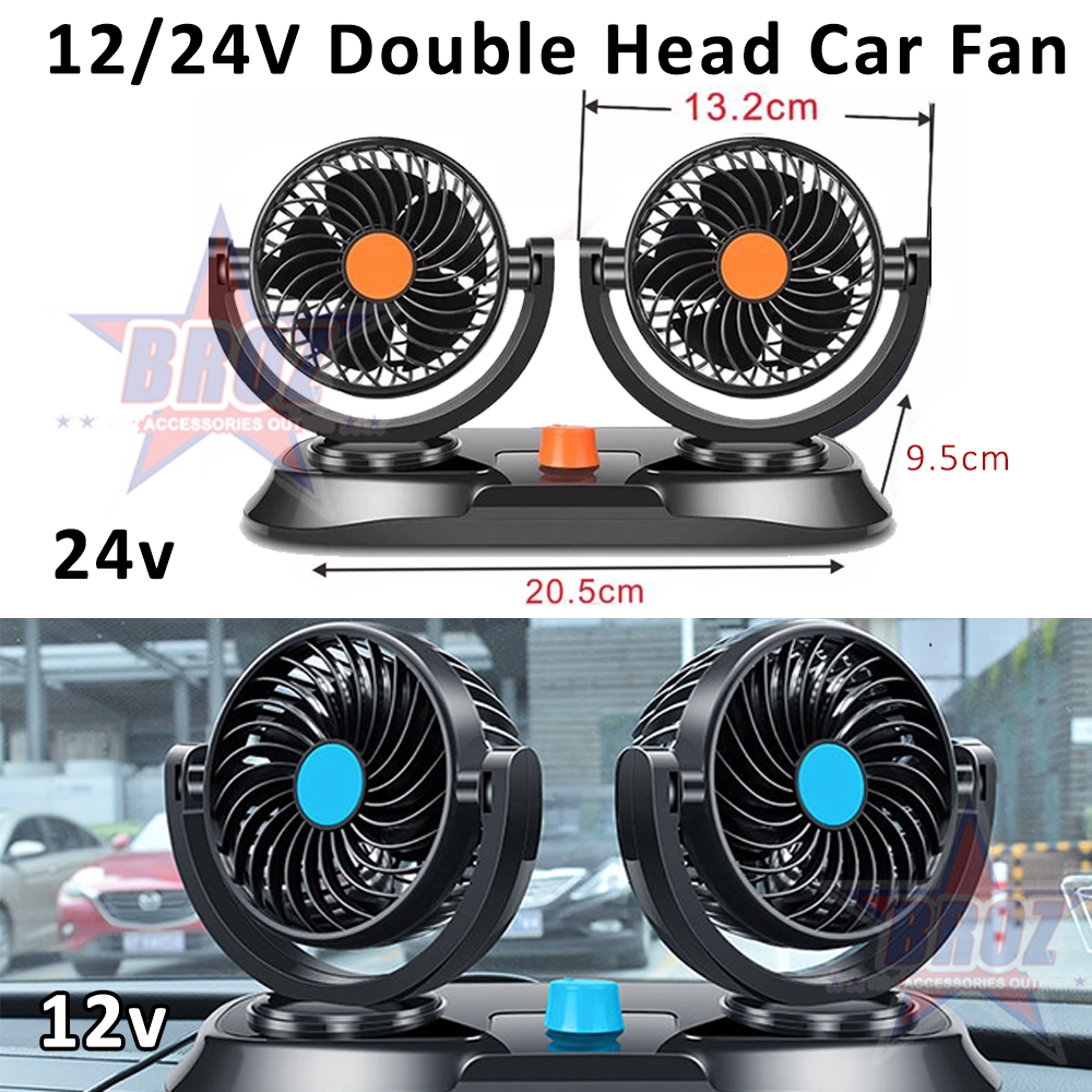 12v 24v Car Lorry Strong Wind Cooling Mini Fan Single Double Headed