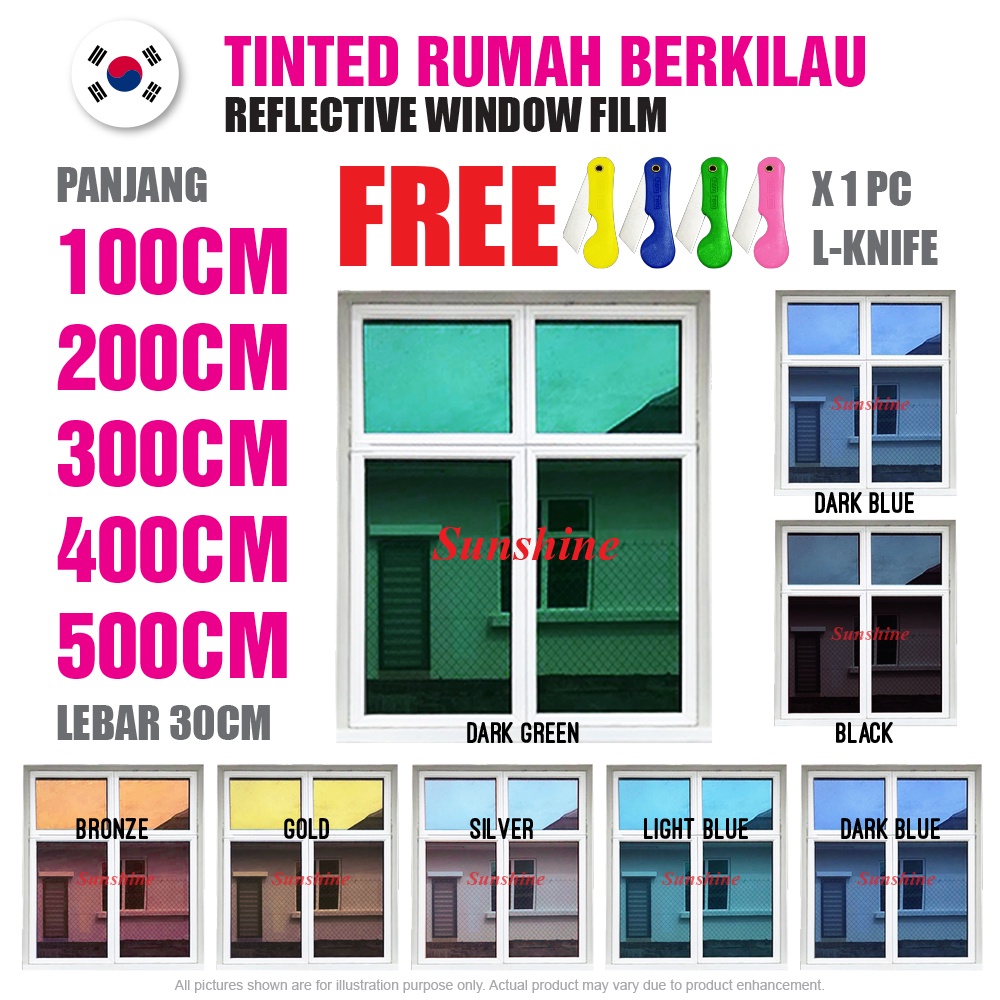 Free Tools Tinted Rumah Reflective Film Ply Korea Film Reflect Heat