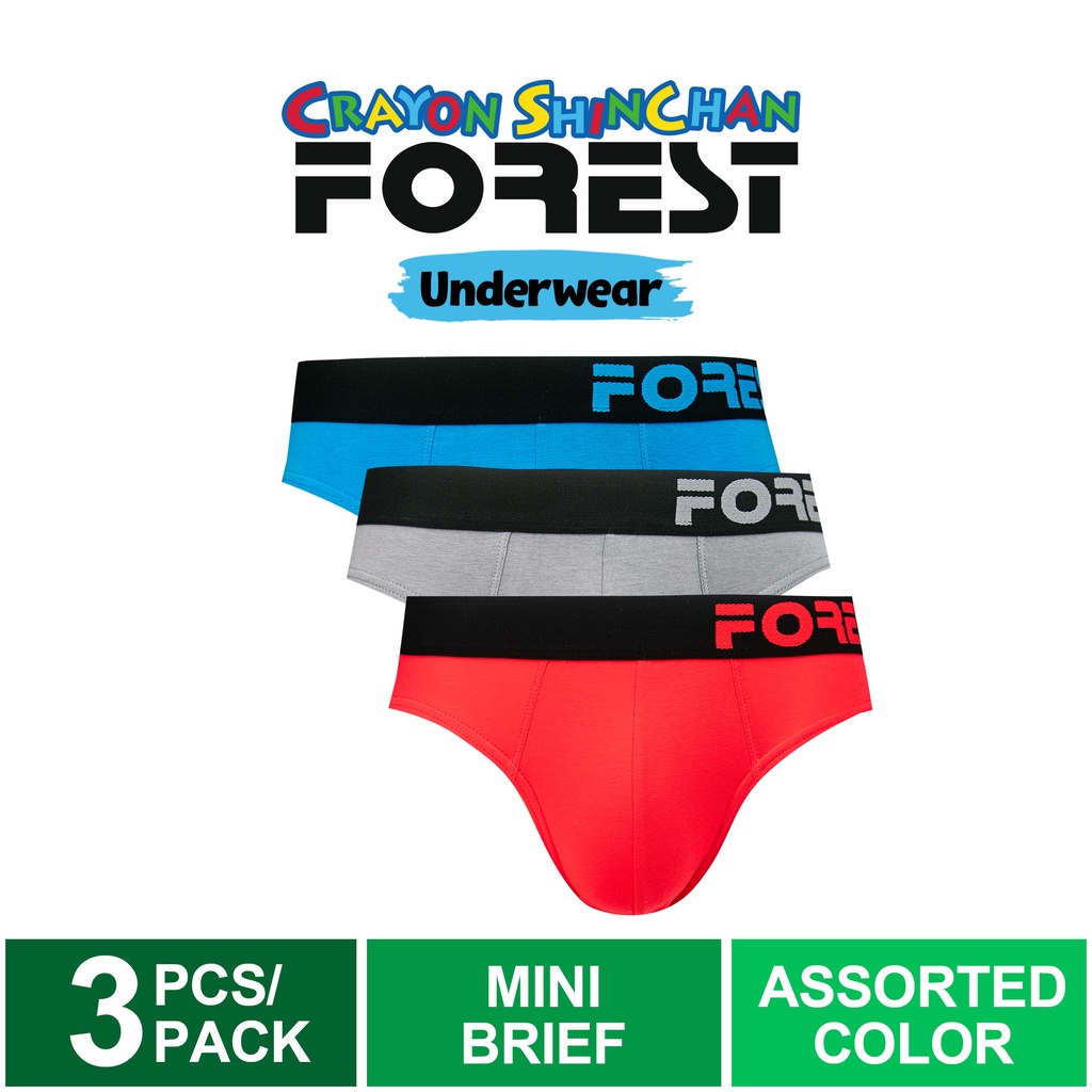 Boxer Lelaki 3 Pcs Forest X Shinchan Men Brief Cotton Spandex Men