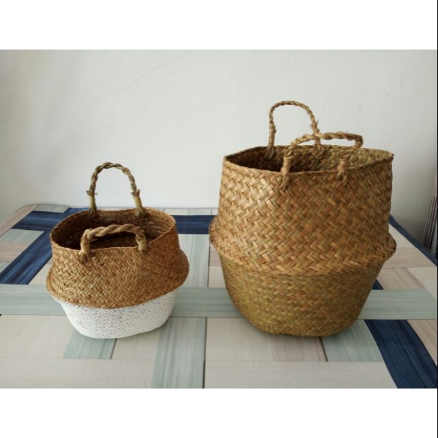 Nordic Seagrass Rattan Basket Bakul Sahaja Shopee Malaysia