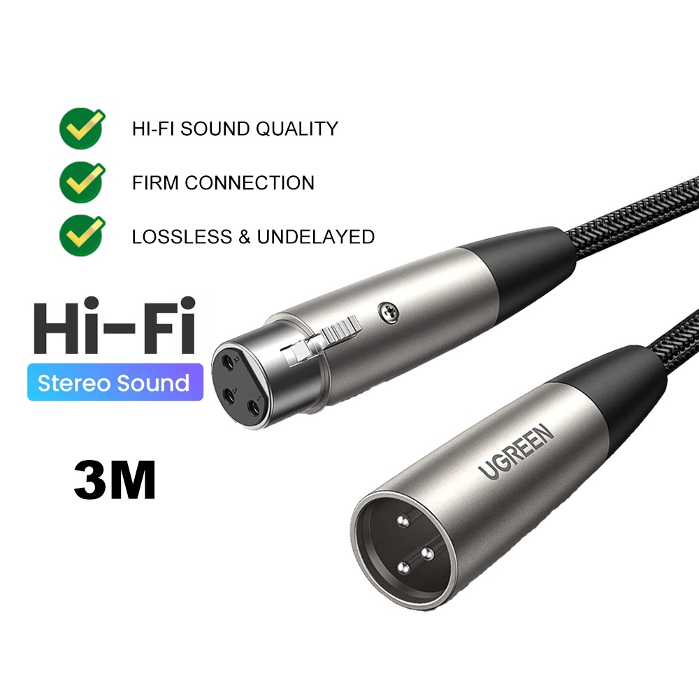 UGREEN XLR To XLR Cable Microphone Hi Fi Wire Male To Female Audio HiFi