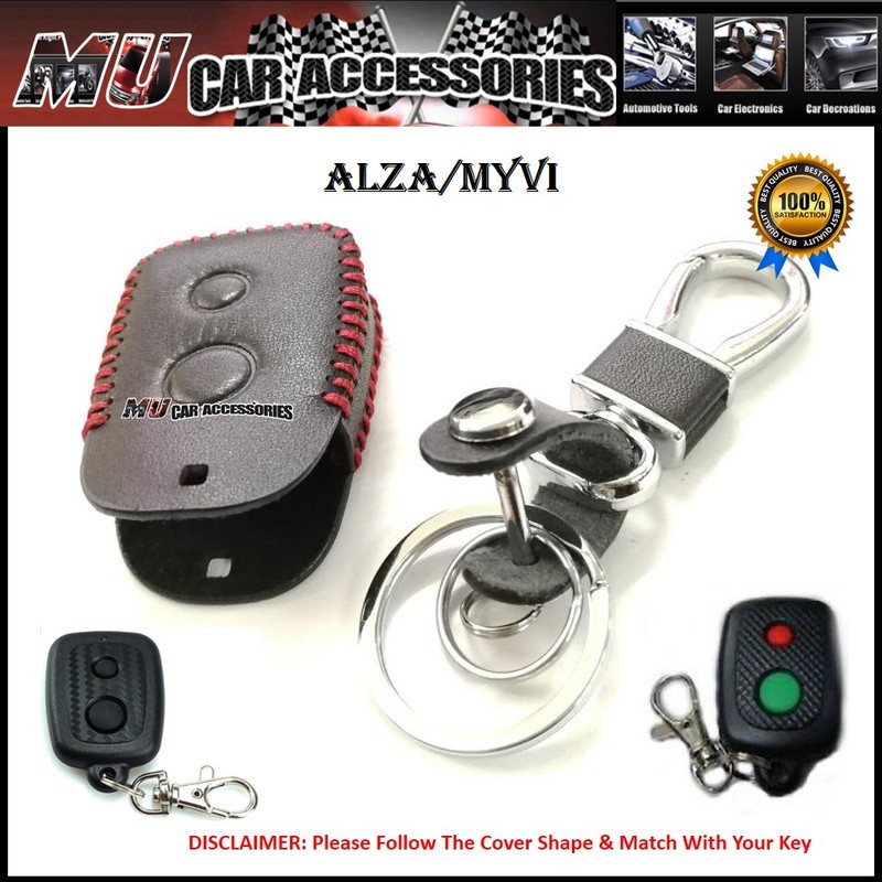 Perodua Myvi Old Keyless Remote Leather Car Key Cover Case Black