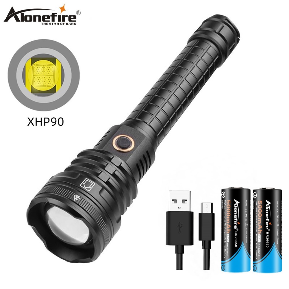 Alonefire H49 Powerful XHP90 LED USB Flashlight Rechargeable Outdoor