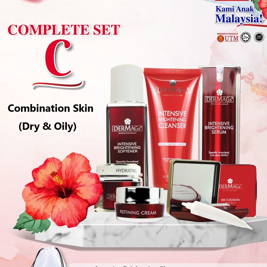 DERMAGS COMPLETE SET C COMBINATION SKIN Oily Dry Skin Jerawat