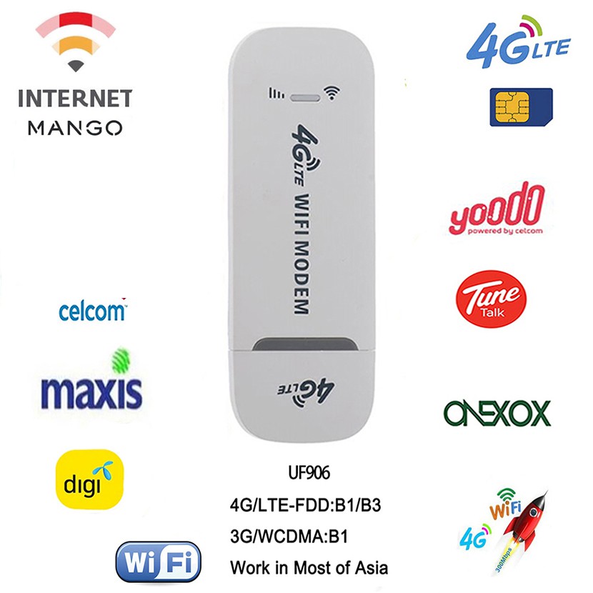 UF906 4G 3G Lte Wifi Hotspot Router 150Mbps Dongle Usb Tanpa Wayar