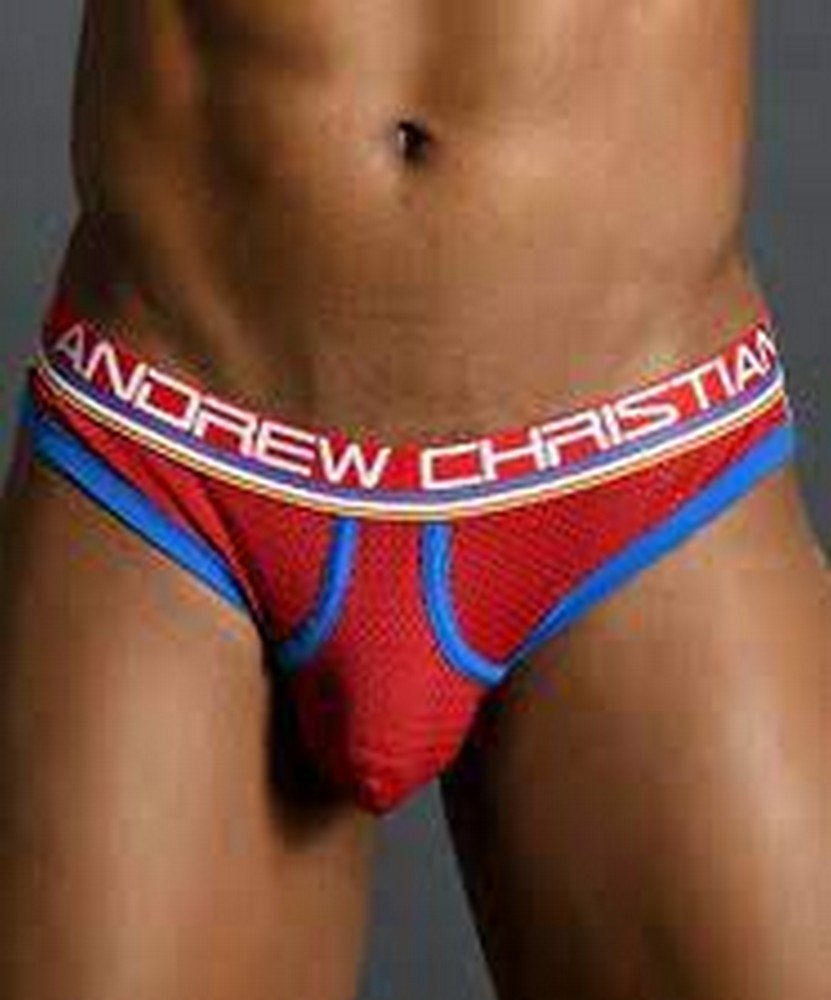 Andrew Christian Almost Naked Retro Mesh Brief Jock Navy White