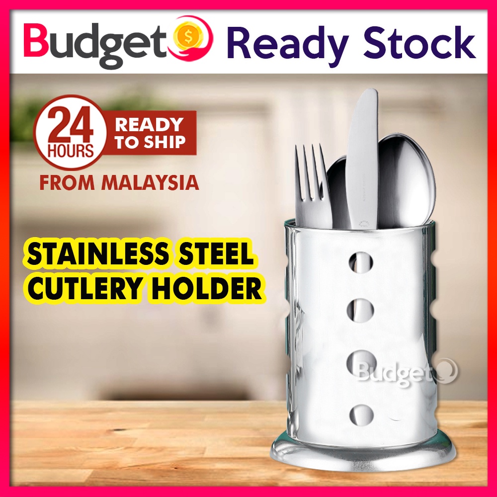 Ready Stock Stainless Steel Cutlery Holder Kitchen Utensils Stand