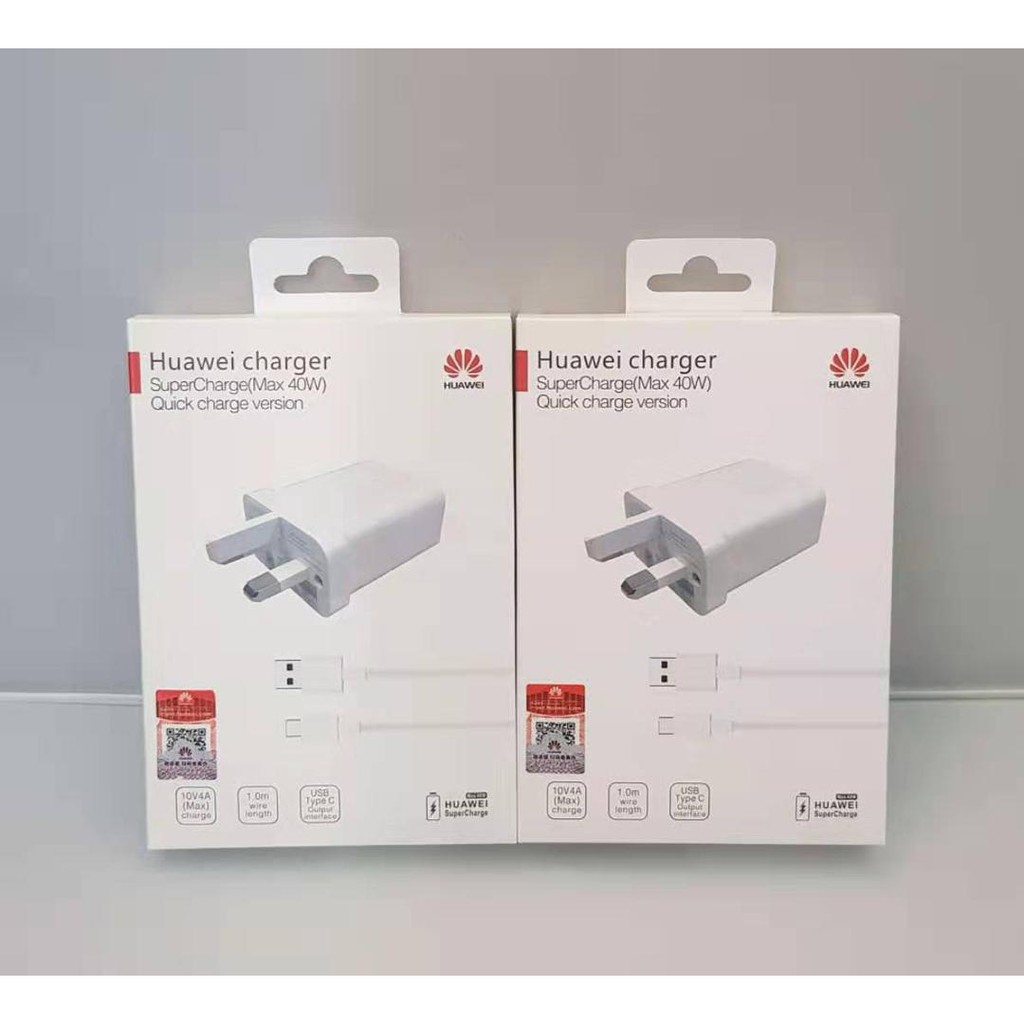 Original HUAWEI SuperCharge Fast Charger UK Plug 5A Type C Cable