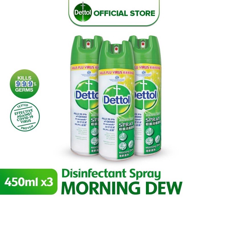 Dettol Disinfectant Spray Morning Dew 450ml Bundle Of 3 Shopee Malaysia