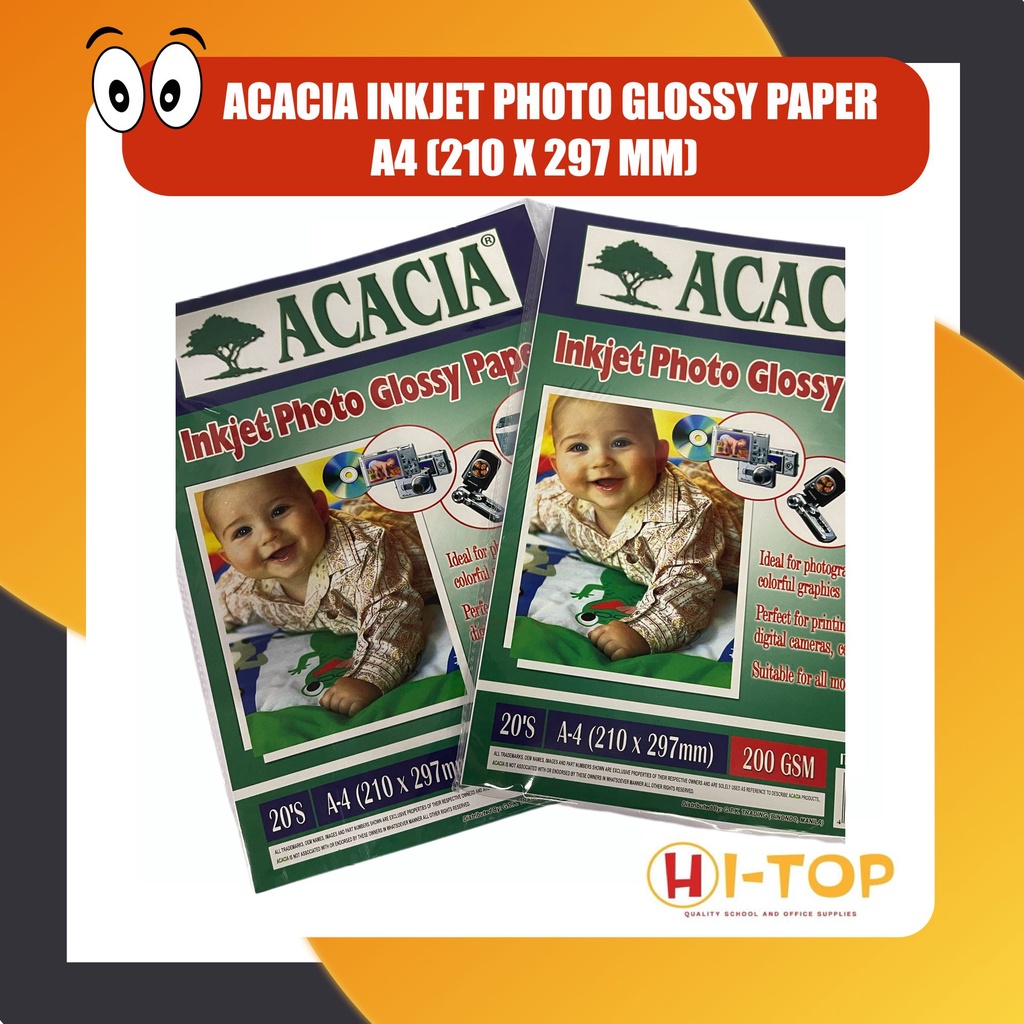 Acacia Inkjet Photo Paper A Size Gsm Bright White Glossy Paper