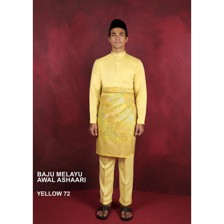 Yellow White Set Baju Melayu Awal Ashaari Paloma Slim Fit By Jakel