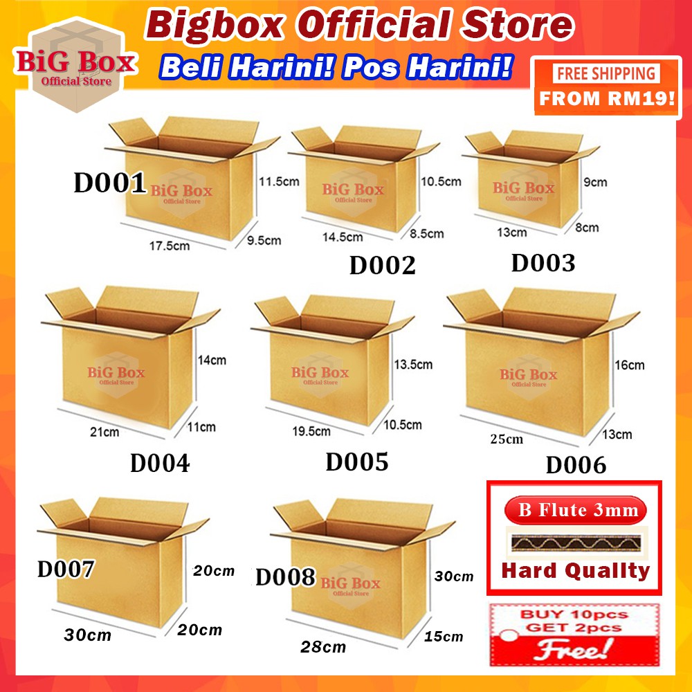 Buy 10 Free 2pcs Bigbox Kotak Packaging Box Carton Box Packing Box