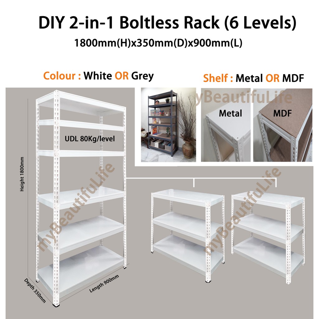 In Boltless Rack Rak Besi Metal Rack Steel Rack Levels Shopee