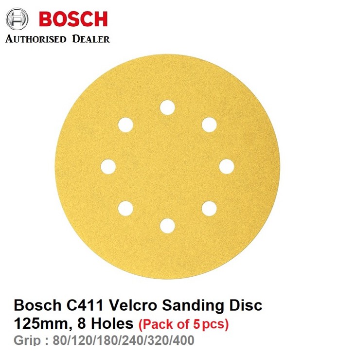 BOSCH C411 125MM 8 Holes Sanding Disc For Orbital Sander Pack Of 10