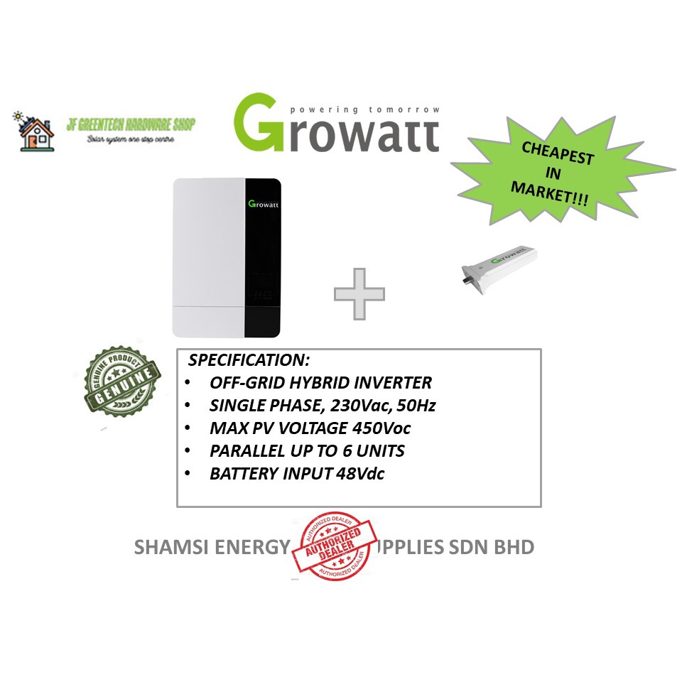 Ready Stock Growatt Spf Es Solar Inverter Off Grid Batteryless