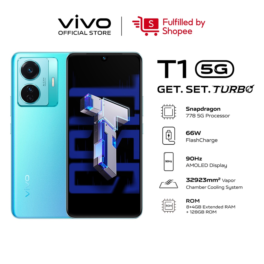 Vivo T1 5G Smartphone 8GB 4GB Extended RAM 128GB ROM Shopee