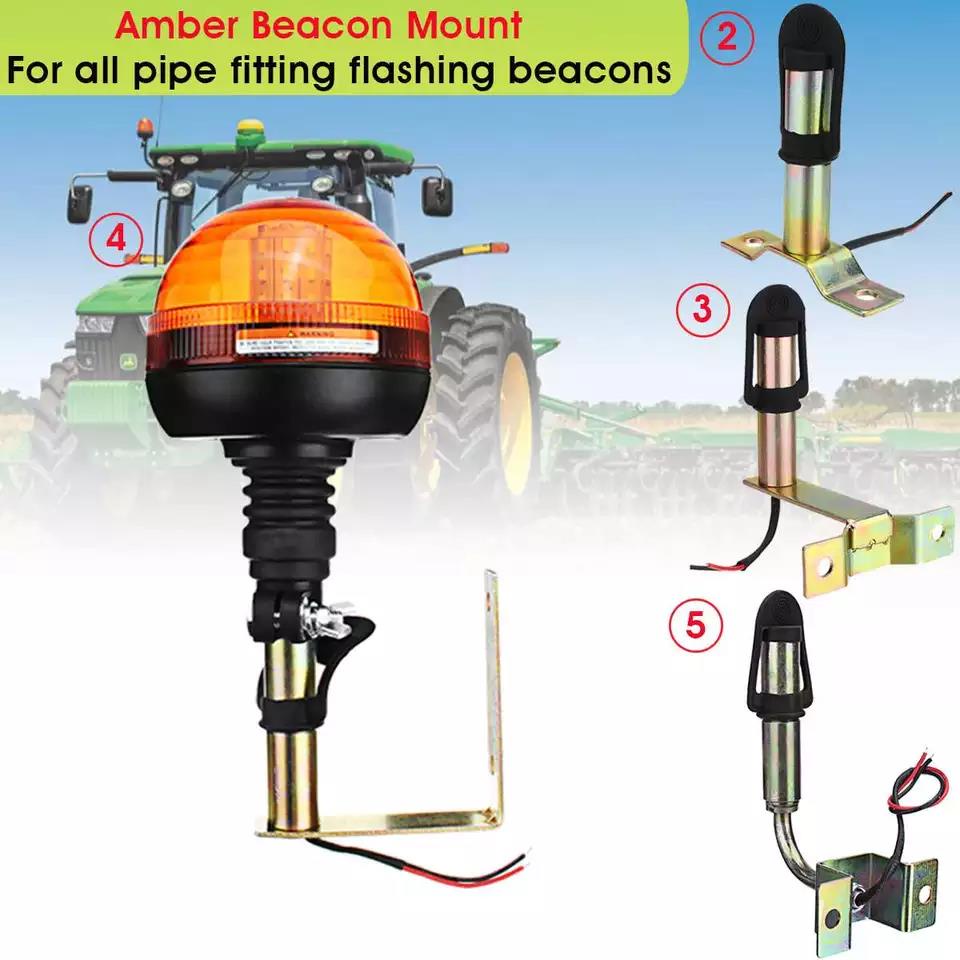 Amber Rotating Flashing Beacon Mount Bracket Din Pole Rotating Flashing