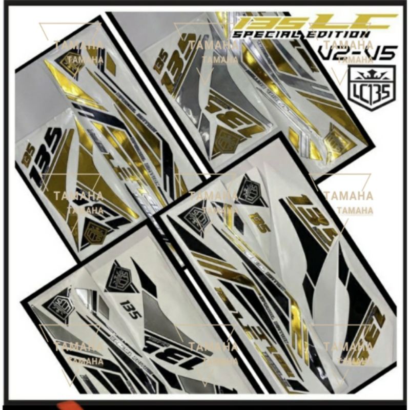 Yamaha Lc V V V V V V Body Cover Stripe Sticker Gold Silver