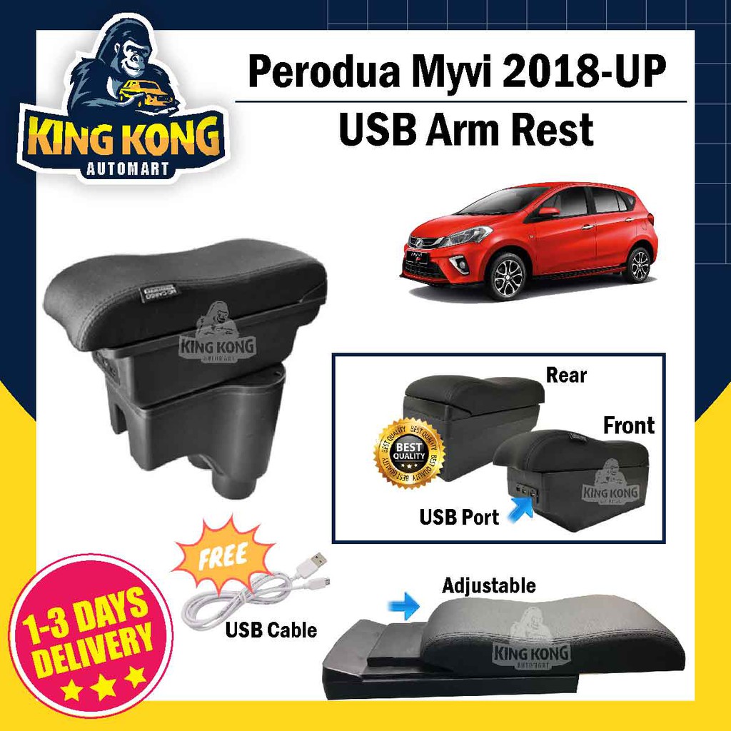 Perodua Myvi Up Hc Cargo Premium Usb Double Layer Arm Rest Armrest