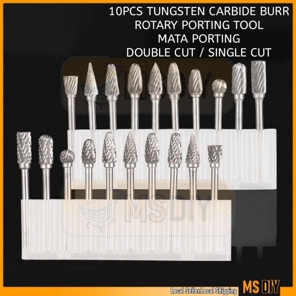 Pcs Tungsten Carbide Burr X Mm Double Cut Single Cut Rotary Porting