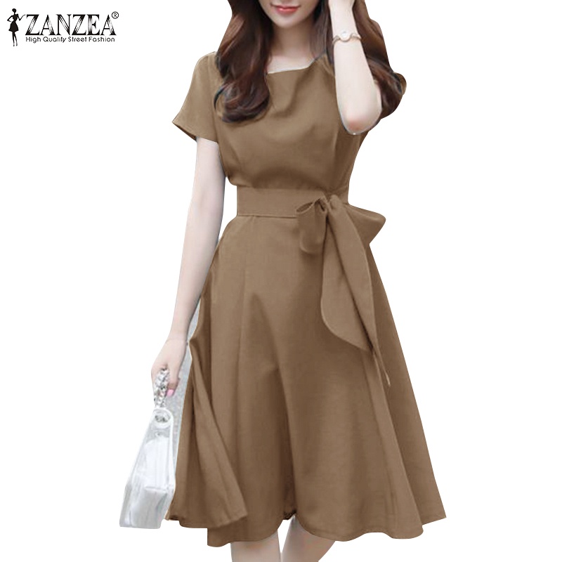 Zanzea Women Elegant Daily Solid Color O Neck Short Sleeve Detachable