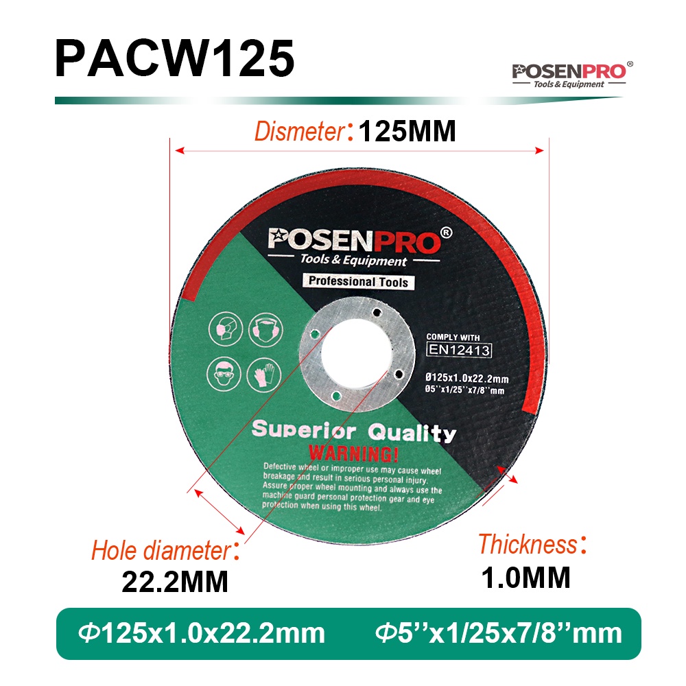 POSENPRO 125mm Angle Grinder Wheel Cutting Disc 5 Inch Metal Stainless