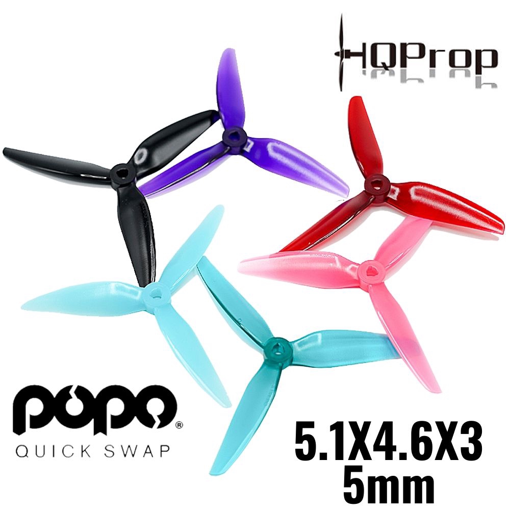 HQProp POPO Durable 5 1X4 6X3 5mm Hole 3 Blade Propeller 2 Pairs 4pcs