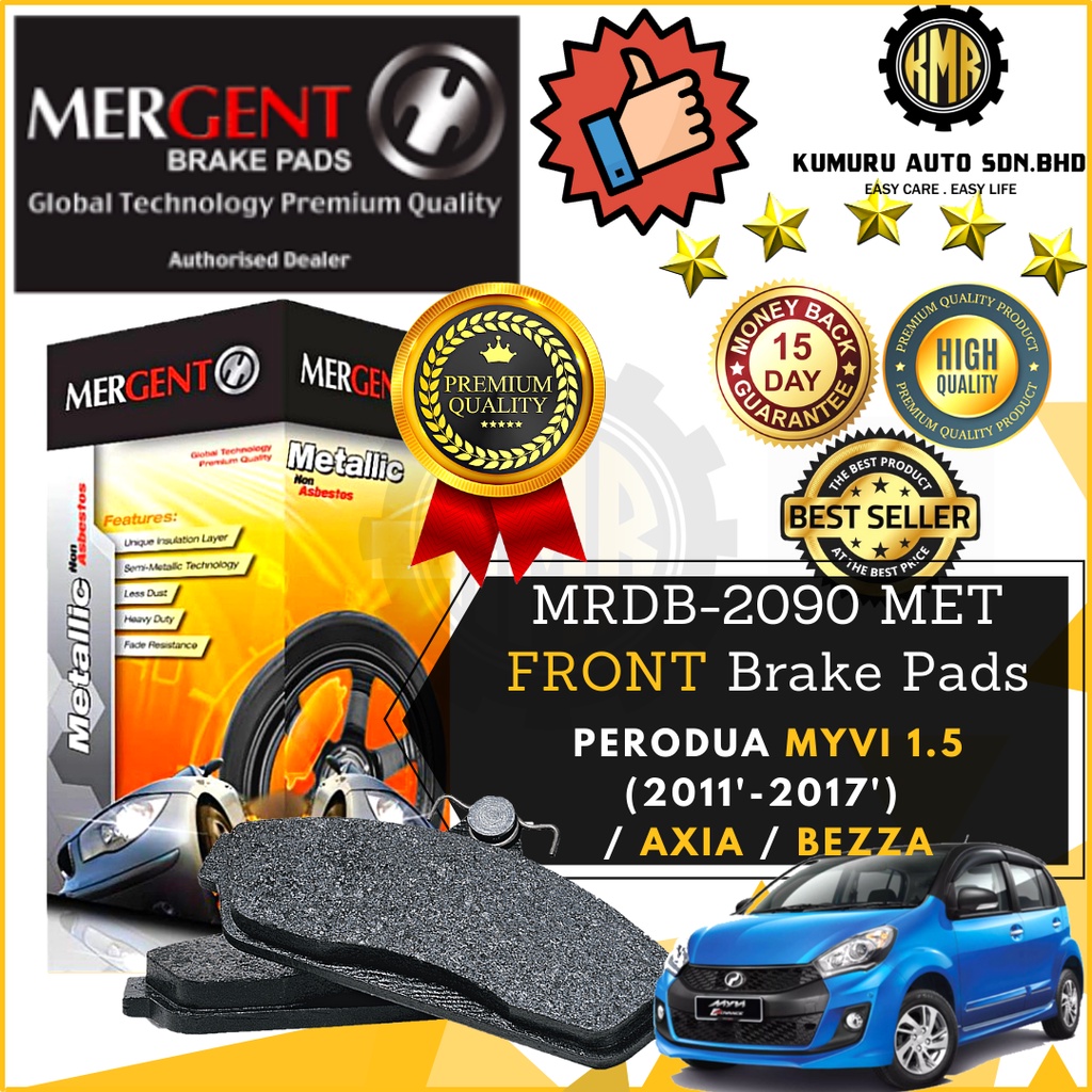 Set Mergent Heavy Duty Front Brake Pads Perodua Myvi Lagi Best Myvi