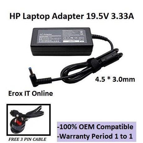 HP Laptop Adapter Charger 19 5V 3 33A 4 5 3 0mm 65W Shopee Malaysia