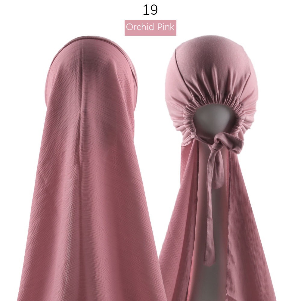 Instant Muslim Women Crinkle Satin Silk Tudung Shawl Pinless Satin