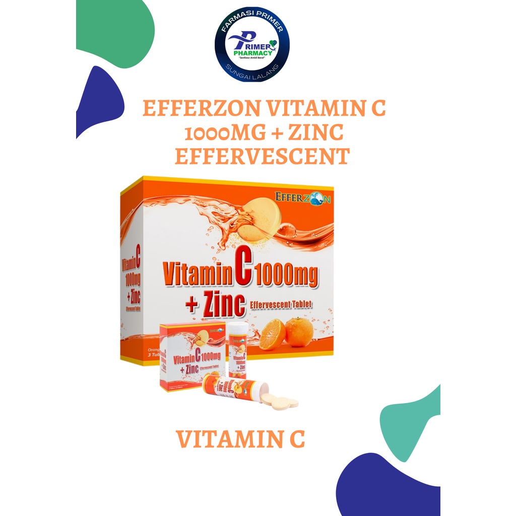 EFFERZON VITAMIN C 1000MG ZINC EFFERVESCENT 3 Tubes X 10 Tablets