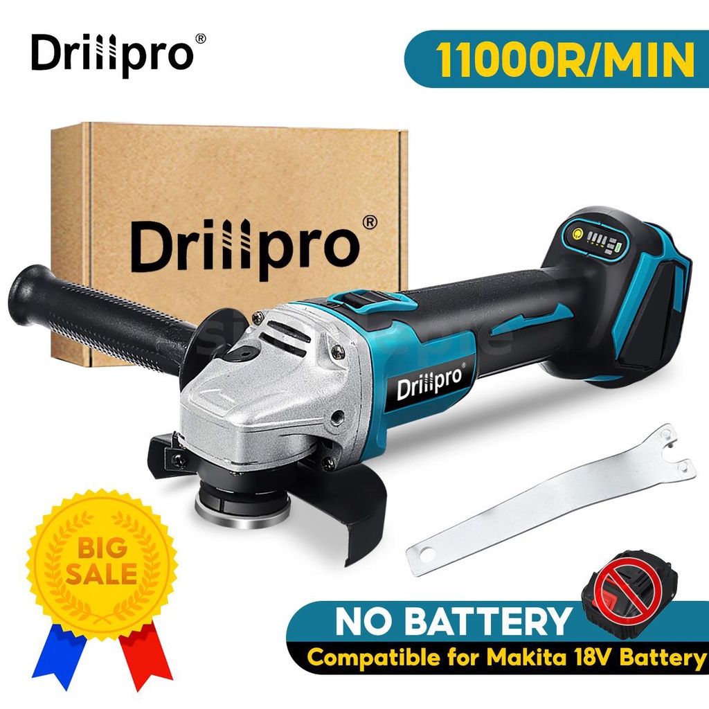 Drillpro 125mm Cordless Brushless Angle Grinder Electric Polishing