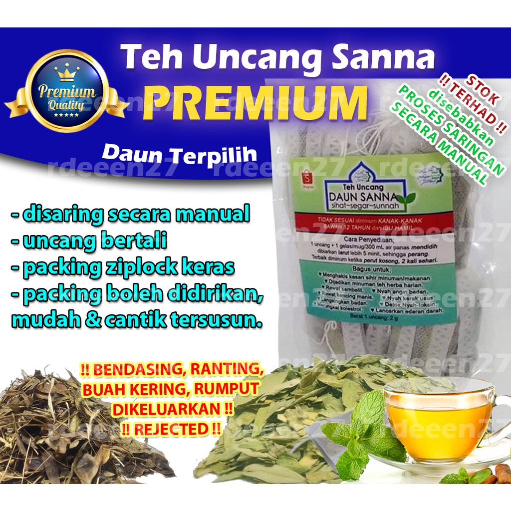 Teh UNCANG Sanna DISARING PREMIUM Senna Tea Bag Herbs Herba Daun