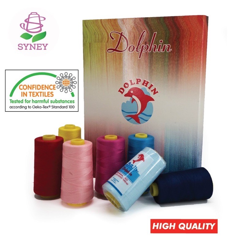 Full Color Benang Jahit Biasa Dolphin M Spun Polyester Pcs