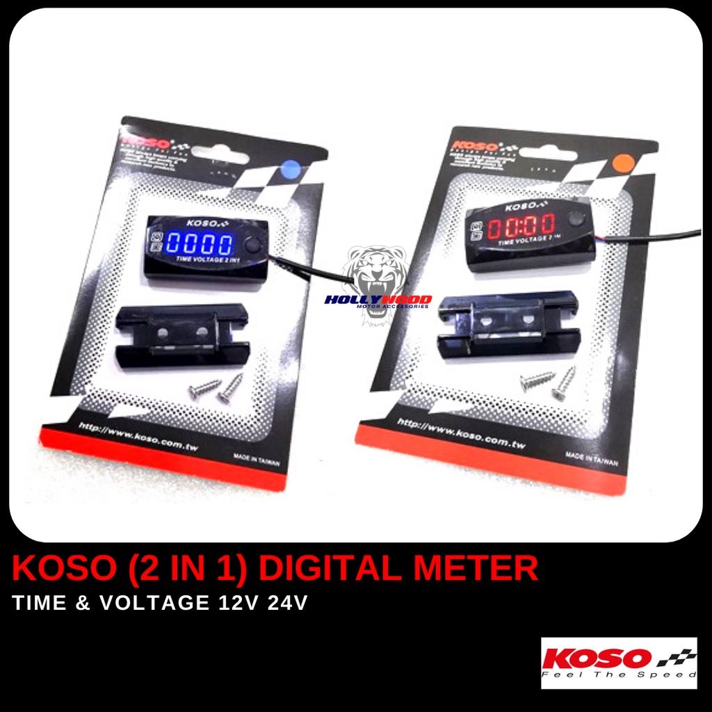 Koso Time Volt Meter In Digital Led Car Motorcycle Lorry V