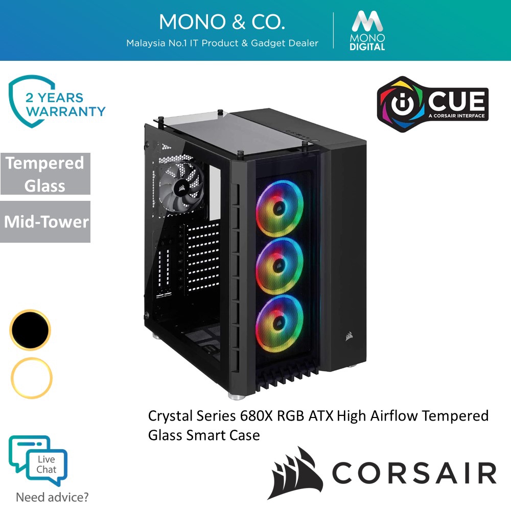 Corsair Crystal Series 680X RGB High Airflow Tempered Glass Mid Tower