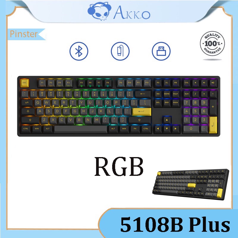 AKKO 5108B Plus Black Gold Three Mode Mechanical Keyboard Wireless